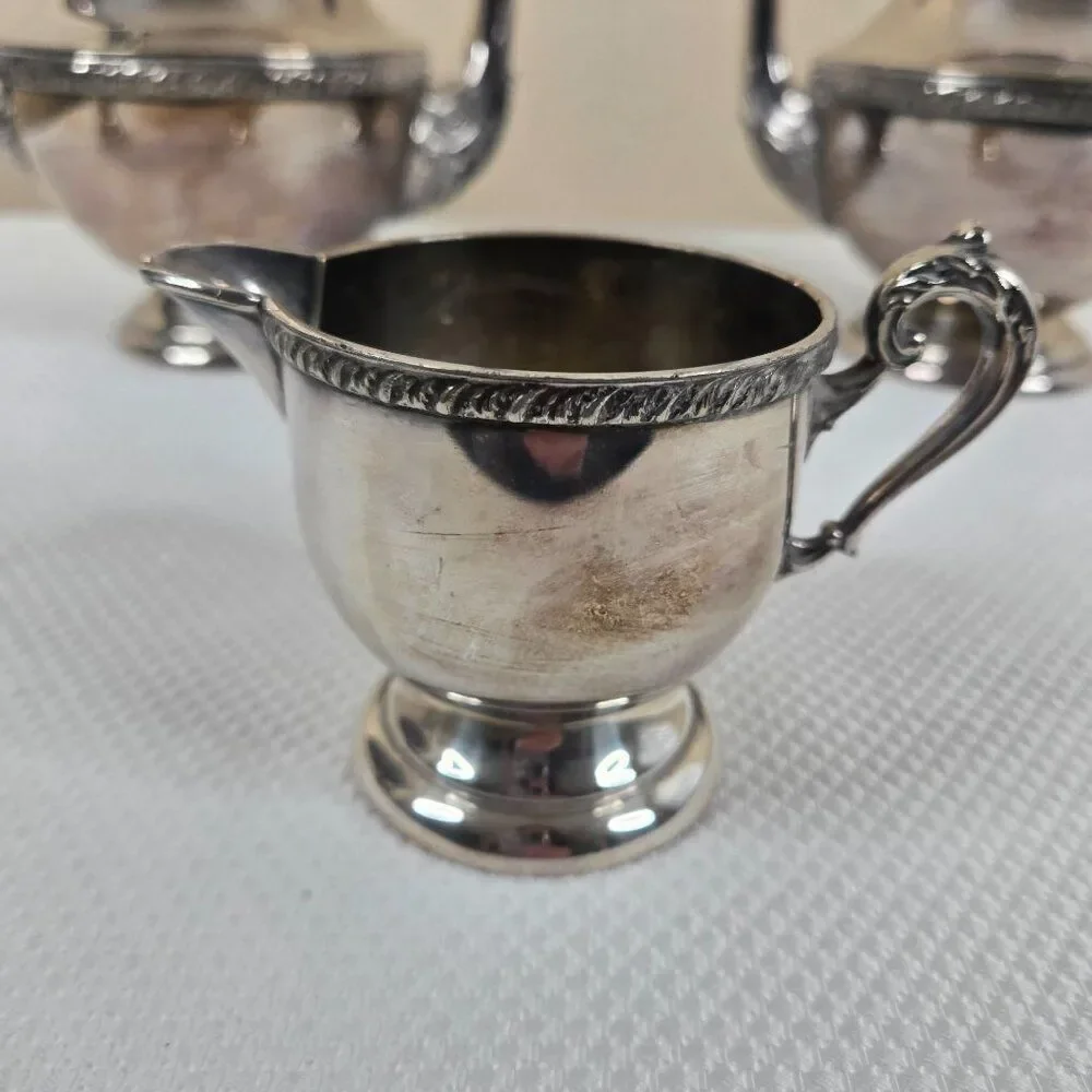 Vintage Benedict Prince Regent Silver Plated Coffee Tea Set Creamer Sugar Bowl